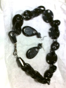 Jet necklace and ear-rings belonging to Josephine. (At Liverpool University Library)